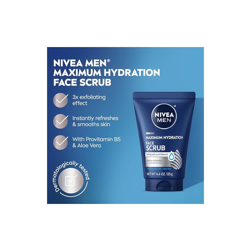 NIVEA Men Deep Cleaning Face Scrub 4.4 Ounce (Pack of