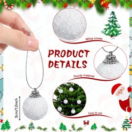 BBTO 48 Pcs Mini Christmas Balls Ornaments Small Hanging White Snowballs Snowy Bauble Ornaments Xmas Tree Decoration (1.18 Inch)