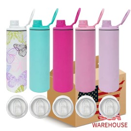 25pcs  Double Wall 20oz Macaron Stainless Steel Skinny Insulated Sublimation Tumbler Water Bottle With Dual Lidscolor: 25pcs (Mix Colors), capacity: 20OZ