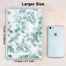 VINEBURY Colorful Blank Hardcover Notebook, Journal for women, Green Leaves Cute Journals for writing notebooks Personal Diary, 256 Pages, Large (8.26" x 5.7"), Unlined/Unruled