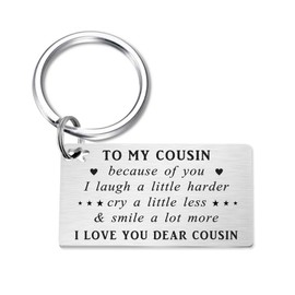 TANWIH Gifts for Cousin - I Love You Cousin Keychain - Cousins Birthday Christmas Keychain Gift for Men Women