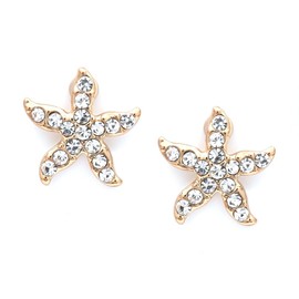 Idin Jewellery - Gold-tone crystal pave starfish clip on earrings
