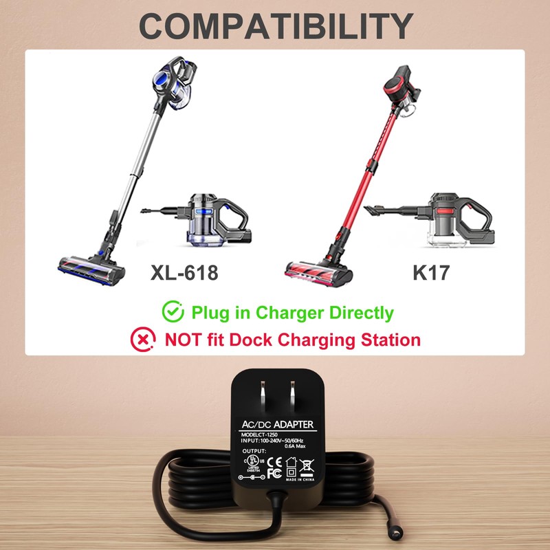 VHBW 26V Charger Replacement for MOOSOO M X6 XL618 XL-618A
