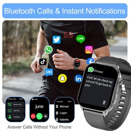 ALRETOME Smart Watch for Men(Answer/Make Calls),Built-in GPS,Fitness Tracker,2.1" Touch Screen, Heart Rate/Sleep Monitor, Pedometer,110+ Sport Modes Smartwatch for Android&iPhone, A2 (Black)