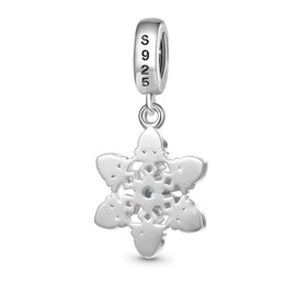 GNOCE Icy Snowflake Drop Pendant Charm Sterling Silver Dangle Christmas Charm Fit Bracelet/Necklace for Women Wife/Jewelry Gift