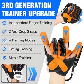 Dvoliaw Hand Rehabilitation Robot Gloves, 3rd Generation Portable USB Chargeable Hand Stroke Recovery Equipment, 4 Modes & 9 Strength Levels Robot Hand Gloves For Hemiplegia Hand Therapy, Right hand M