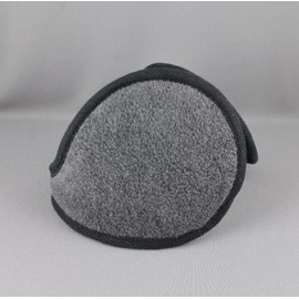 Dark Gray fleece ear muffs warmers behind head under hair 4.25 inch wide ear covers