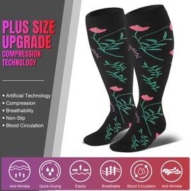 bropite 4 Pairs Plus Size Compression Socks for Women & Men 20-30 mmhg-Extra Wide Calf Support Socks for Medical, Running
