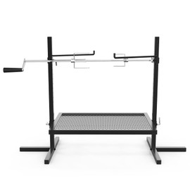 onlyfire Adjustable Grill Rotisserie System and Spit, Over Fire Camp Grill with Cooking Grate for Outdoor Open Flame Cooking