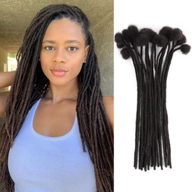 Short Loc Extensions Human Hair Dreads Extensions Dreadlock Extensions for Men Women 0.6 cm 6 Inch 60 Strands Handmade Permanent Locs Extension Natural Black Locs Hair Extensions Can be Dyed Bleached