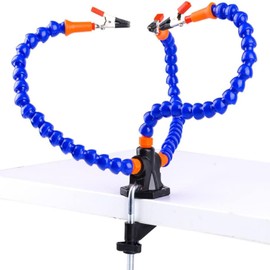 Mtxorvix Third Hand Tool - Soldering Station Helping Hand - 3 Flexible Arms with Adjustable Vise Table Desk Clamp Base Solder Holder for PCB Repair, Jewelry Making Blue