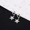 925 Sterling Silver Big Star Rhinestone Hoop Dangle Earrings for