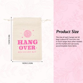 NICENEEDED 20 Pcs Hangover Kit Bags, 5.9 x 3.9 Inch Bachelorette Hangover Bag, Cotton Muslin Drawstring Bag Recovery Kit Bags for Wedding Bridal Shower Bachelor Party Favors