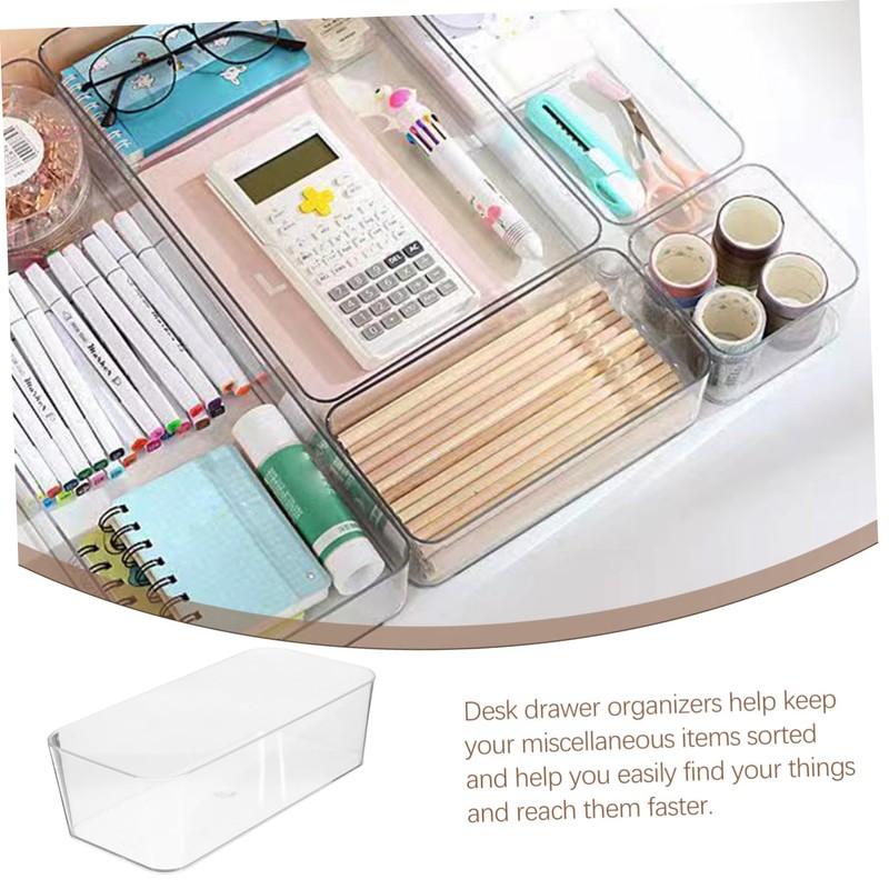 FUNOMOCYA Versatile Acrylic Drawer Organizers Set 3 Trays for Desk