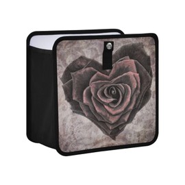 Tatenale Foldable Hanging Trash Bin - Car Trash Can with Adjustable Shoulder Strap, Rose Heart Floral