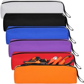 Hillban 6 Pack Extra Long Tool Bag Zipper Pouch 16 x 4 x 4 Inches Utility Canvas Tool Bag Electrician Multipurpose Storage Pouch for Tools, Gadgets, Cosmetics, Stationery, Travel Accessories, 6 Color