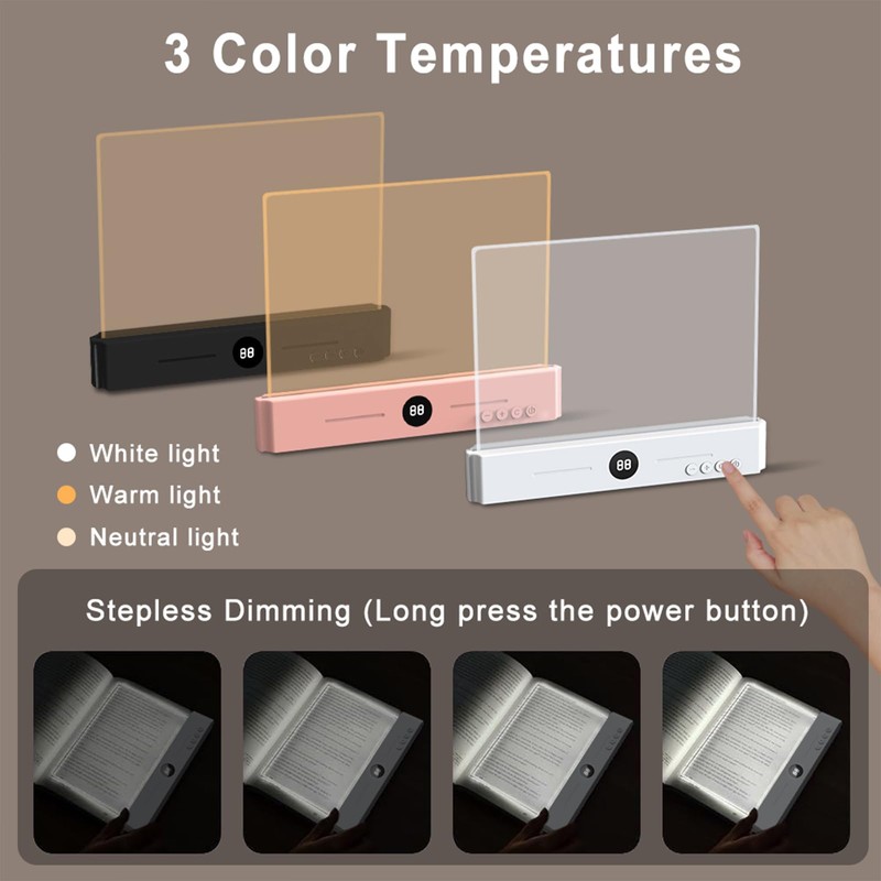 LED Book Light and Night Light 2 in 1,Rechargeable Clear