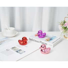Artconal Small Duck Statue 3 inch (Pack of 2) Shiny Pink Accent Knick Knacks Paperweight for Bathroom Home Office Shelf Desk Table Decor, Cute Duck Gifts for Women