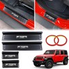 Buling Door Sill Guards Protector 304 Stainless Steel with Carbon Fiber Pattern Compatible with Jeep Wrangler JL JLU 2018-2023 & Jeep Gladiator JT 2020-2022 Accessories Door Sill Protector