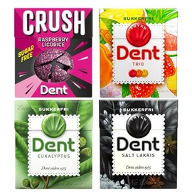 Dent Sugar-Free Lozenges, 24g Variety Pack - Raspberry Licorice, Fruit Trio, Eucalyptus, Salt Licorice