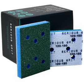 Serious Grit - 3" x 4" Foam Abrasive 120-150 Finish Sanding Pads - Fits Surfprep, Uneeda Ekasand, & Mirka - 1/2" Thick Soft Foam Hook & Loop Sandpaper Pads for 3x4 Sanders - Made in USA - 10 Per Box