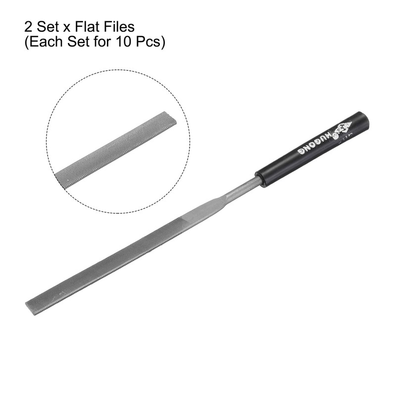 sourcing map 20pcs Second Cut Steel Flat Needle File with