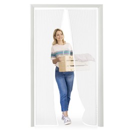 Mosquito Net Door Magnetic Mosquito Net Custom Door Curtain Anti-Mosquito Door Curtain for Hallways, Doors, Patio. Easy to Install Gasket, White, 80 x 200 cm