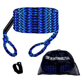 Boat Tow Rope for Watersports，Heavy Duty 60FT 6K, Lines for Towable Tubes,Blue and Black