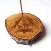 Celtic Dragonfly Tree Slice Incense Holder, Wooden Incense Stick Burner,