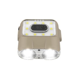 Claymore Capon 120H (Tan) - LED Rechargeable Clip-On Cap Headlamp, Lightweight Hat Light for Camping, Running, Hiking, Emergency & Industrial Use, Waterproof, USB-C, Up to 45 Hours of Battery Life.