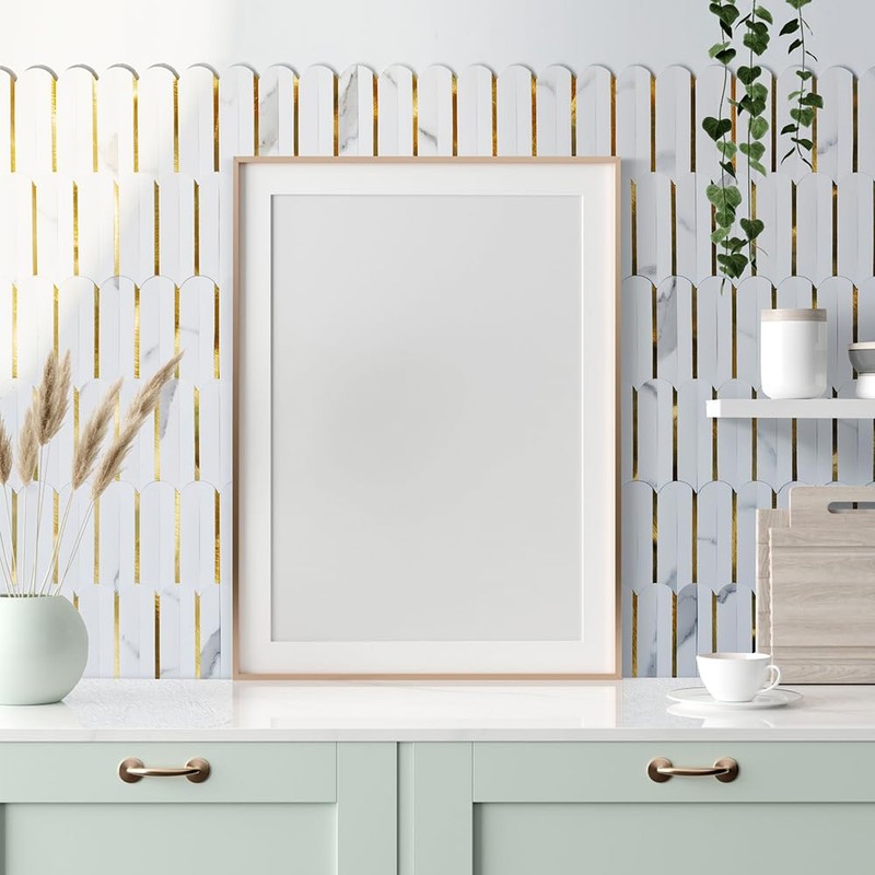 DICOFUN 1 Sheet White & Marble Look Peel and Stick