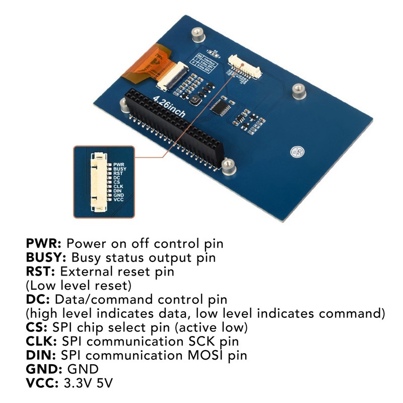 4.26inch E Paper Display HAT Professional 800x480 Pixels SPI Interface