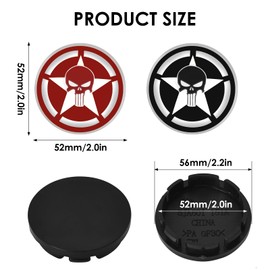 Hub Cap Sticker 56 mm, with 8 Stickers, Wheel Cap Stickers, Automotive Skull Hub Caps, Compatible with 56 mm Wheel Hub Caps