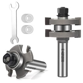 Pro Adjustable Tongue and Groove Router Bit Set 1/2 Inch Shank, T Shape Wood Milling Router Bit for Match Oak Hardwood Floor Wainscoting Boards Joinery 7/32" to 3/8" Space