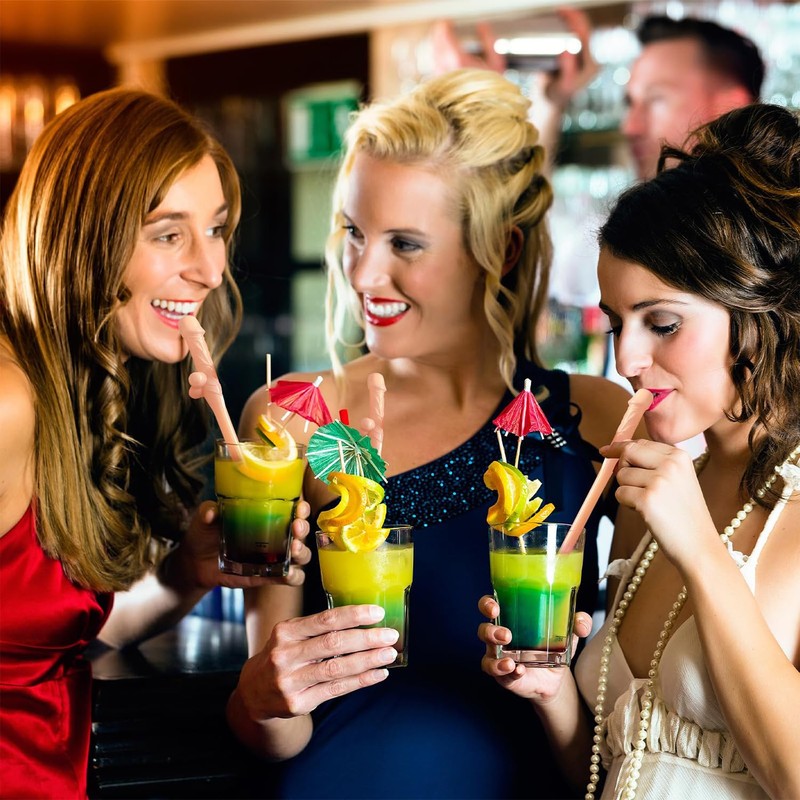 10 Pcs Hen Party Straws,Hard Plastic Straw,Novelty Reusable Straw for