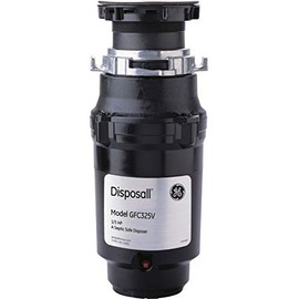 GE Disposall Continuous Feed 1/3 Horsepower Motor Garbage Disposer, Good for Grinding: Cooked Pasta & Fruit Peels, Easy Install Kit & Power Cord Included, Recommended for 1-2 Person Homes, GFC325N