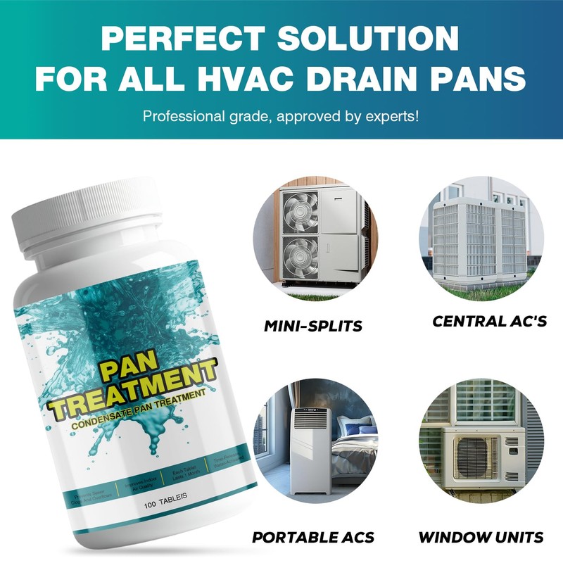 100 Tablets A/C Drain Line Cleaner - A/C Drain Line
