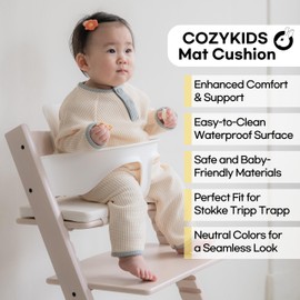 COZYKIDS for Tripp Trapp High Chair Cushion | Highchair Accessories for Babies and Toddlers | Waterproof, Easy-to-Clean Foam Pad | Made in Korea (Cream Gray, Baby)