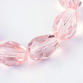 15 Czech Crystal Beads Glass Beads 8 mm x 6 mm Faceted Drop Shape Jewellery Beads Crystal Cut Beads Glass Beads (Pink)