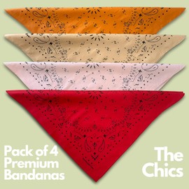 The Peacock Crew Pack of 4 Elegant Bandanas in Premium Soft Cotton Paisley Print - The Chics