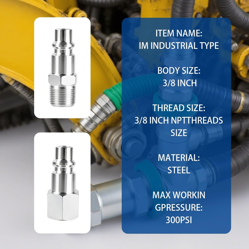 3/8 Inch High Flow Air Hose Fittings Set Includes 3