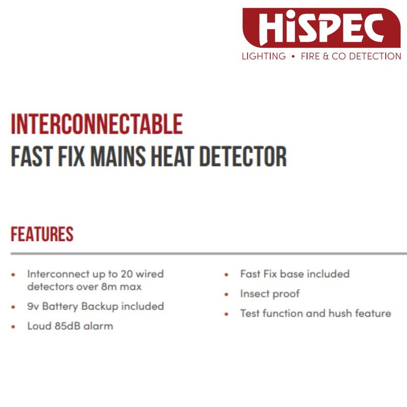 Hispec Electrical Products Limited HSSA/HE/FF Detector, 240 V, White