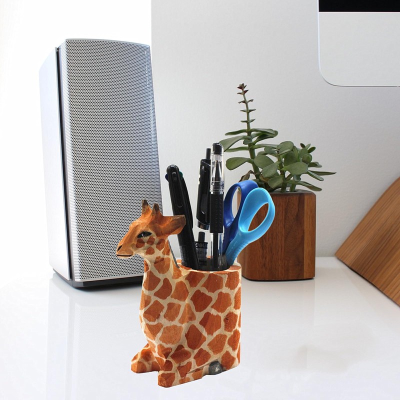 TANG SONG Creative Wood Carving Giraffe Handicrafts Pen and Pencil