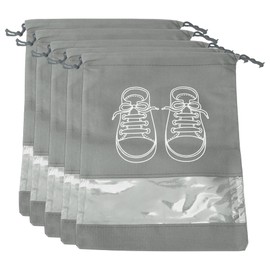 CAPASTEC 5 Stück Schuhtaschen zum Verpacken mit klarem Fenster, staubdichte Zugband-Reiseschuhaufbewahrungstaschen für Männer und Frauen, Medium, Grau