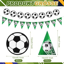 taonganui Fußball Tischdecke Banner Set,Girlande Wimpelkette Tischdecke Soccer Party Deko Kindergeburtstag Event Tischdeko Fussballfest Tischbelag Partydekoration