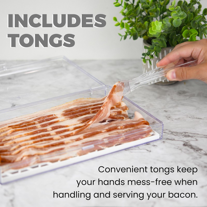 GlossyEnd Bacon Keeper Storage Container with Tong, Deli Meat Storage