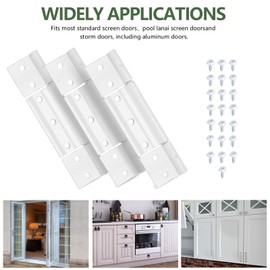 Storm Door Hinges Replacement fits for Larson White Screen Door Hinges, 1/8 inch Grooved Center Extruded Aluminum Door Hinge Kit 3 Pack