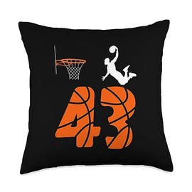 Slam Dunk Basketball Birthday Gifts 43 Year Old Slam Dunk Its My 43rd Birthday Basketball Throw Pillow, 18x18, Multicolor