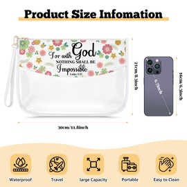 Gfhzdmf Christian Gift For Women Clear Makeup Bag Bible Verse Luke 1:37 Gifts Inspirational Religious Present For Her Cosmetic Bag With Zipper Faith Encouragement Present Friendship Birthday Prezzie