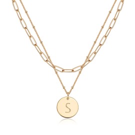 Fettero Necklace Chain Metal Allergy-Friendly Necklace Popular 14K Gold A-Z Letters, Metal, Not applicable